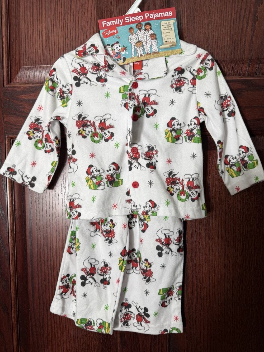 Disney Mickey & Minnie Christmas Fleece Pajama Set 2pc 18M Flame Resistant